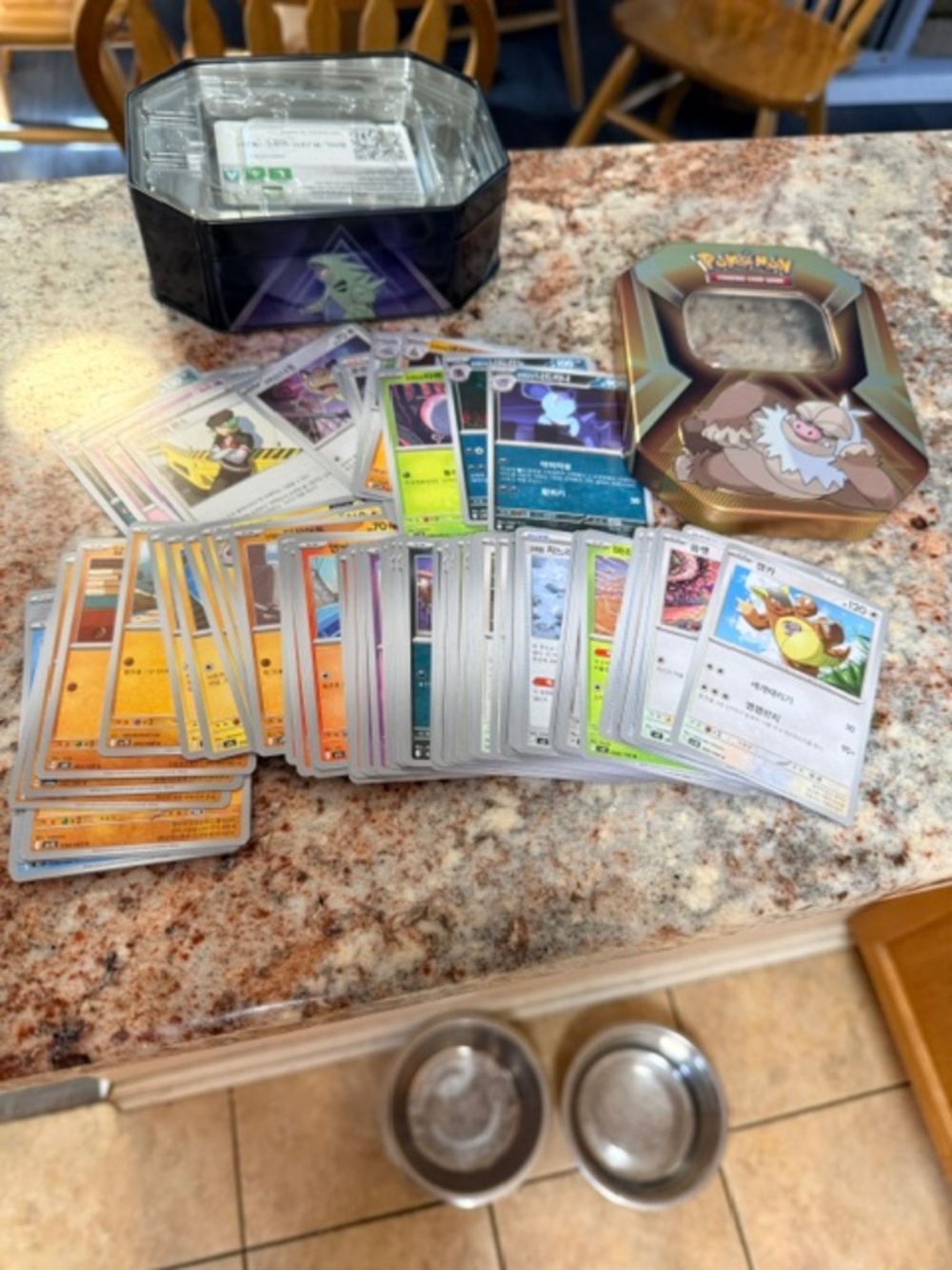 Pokemon Slaking tin and Korean card assortment